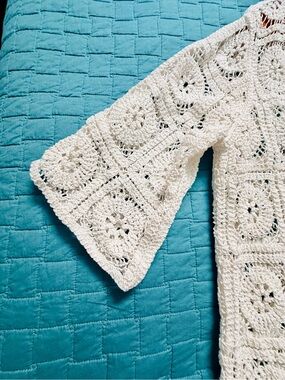Solitaire Cream Crochet Cover-Up Cardigan / Boho - Coastal - Eclectic